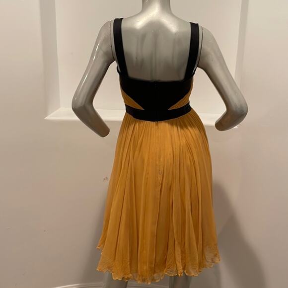 Andy The Anh Sleeveless Chiffon Yellow Black Bow Dress Size 4 - Picture 2 of 12